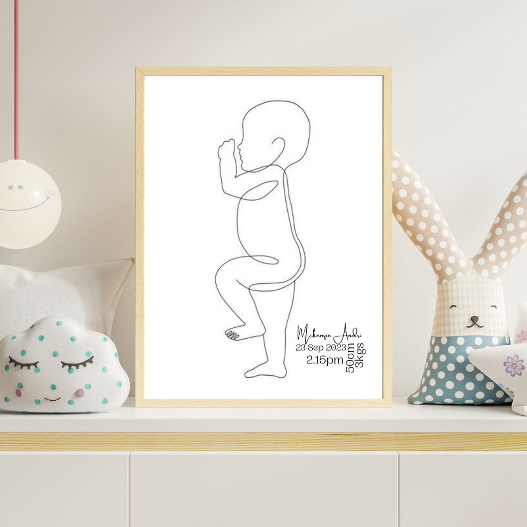 Nursery Print - Newborn Line Art
