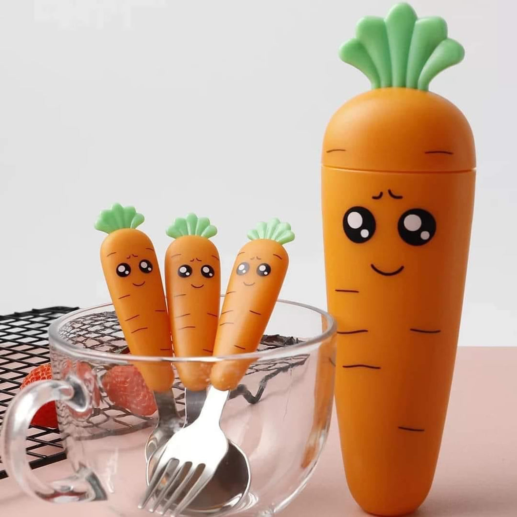 Easter Carrot Kids Cutlery in Carrot Case